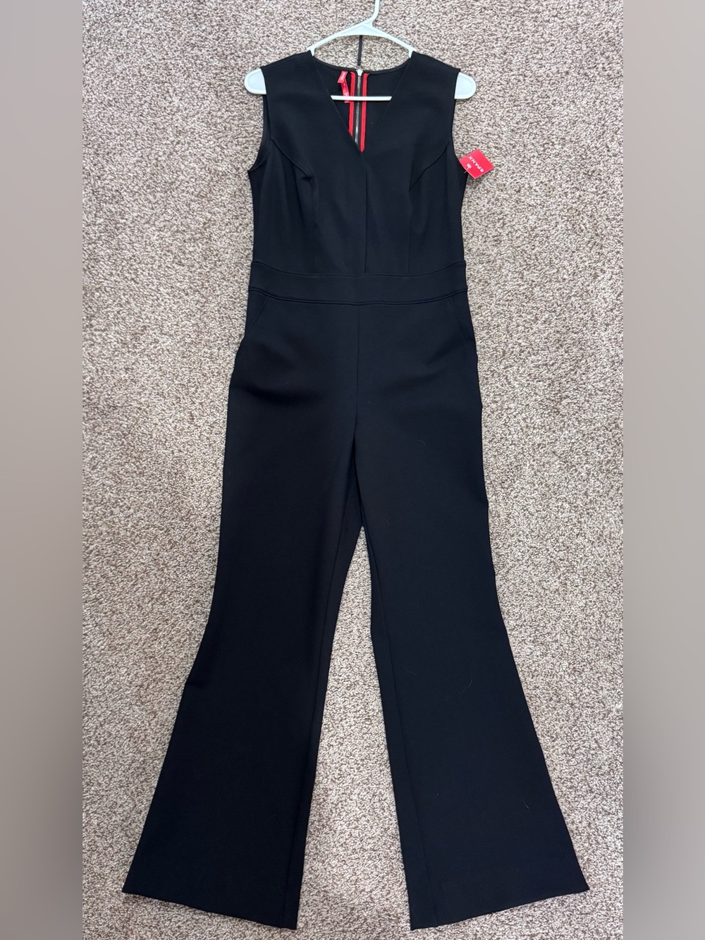 NWT - SPANX Black Sleeveless Tailored Wide-Leg Jumpsuit Sz M